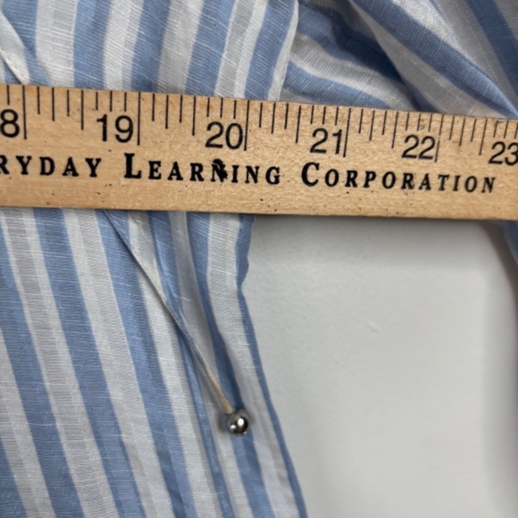 Veronica Beard Hawken Dress 6 Stripe Puff Sleeves Tiered Linen Silk Coastal READ - Picture 11 of 14